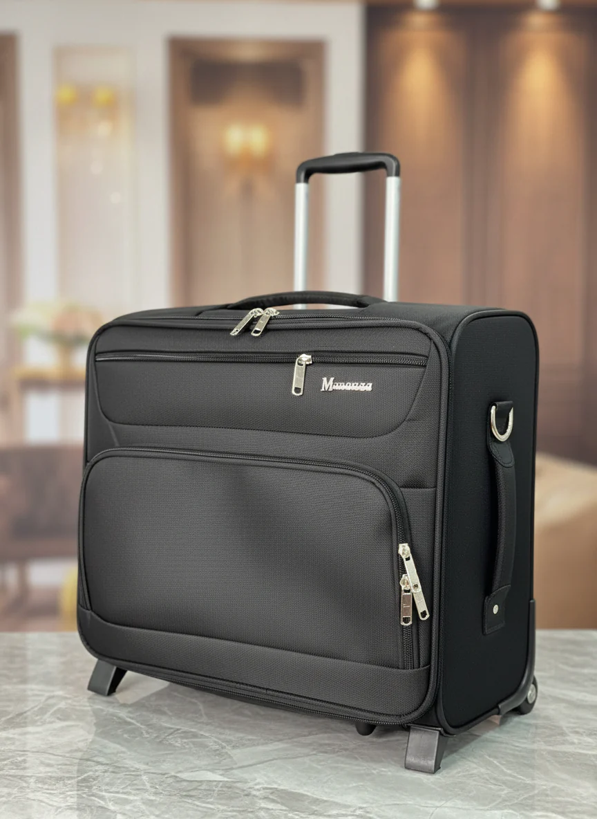 Monza Italy 16-Inch Black Business Trolley Bag with Laptop Compartment - Image 2