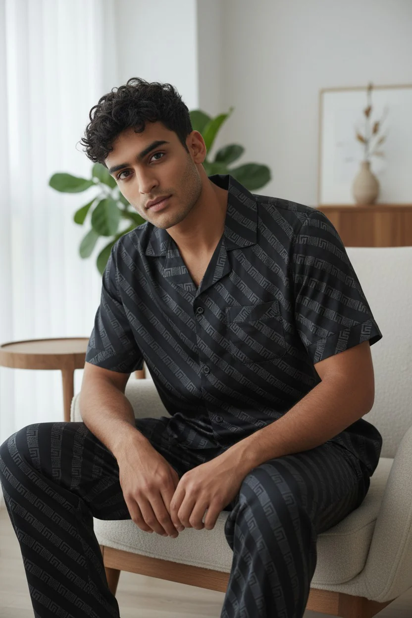 Monza Italy Men’s Black Sleepwear Set