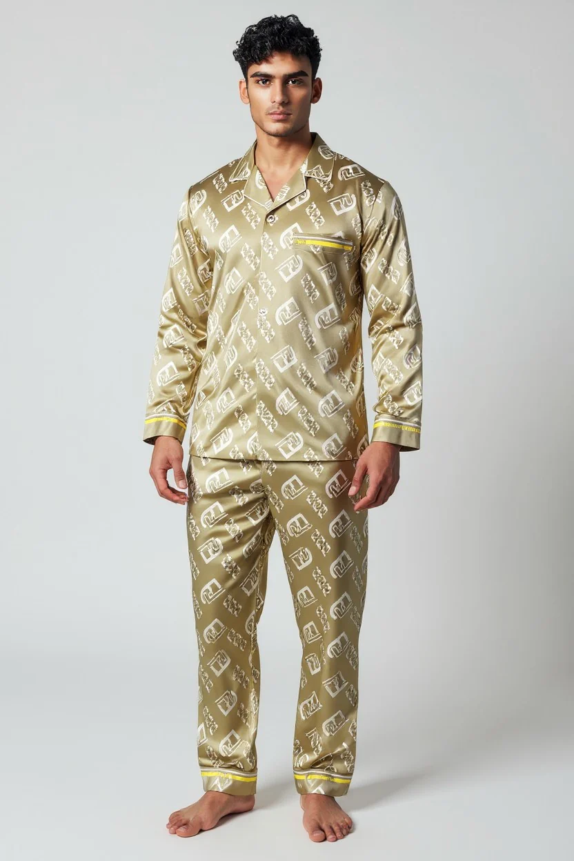Monza Italy Men’s Gold Sleepwear Set - Image 3