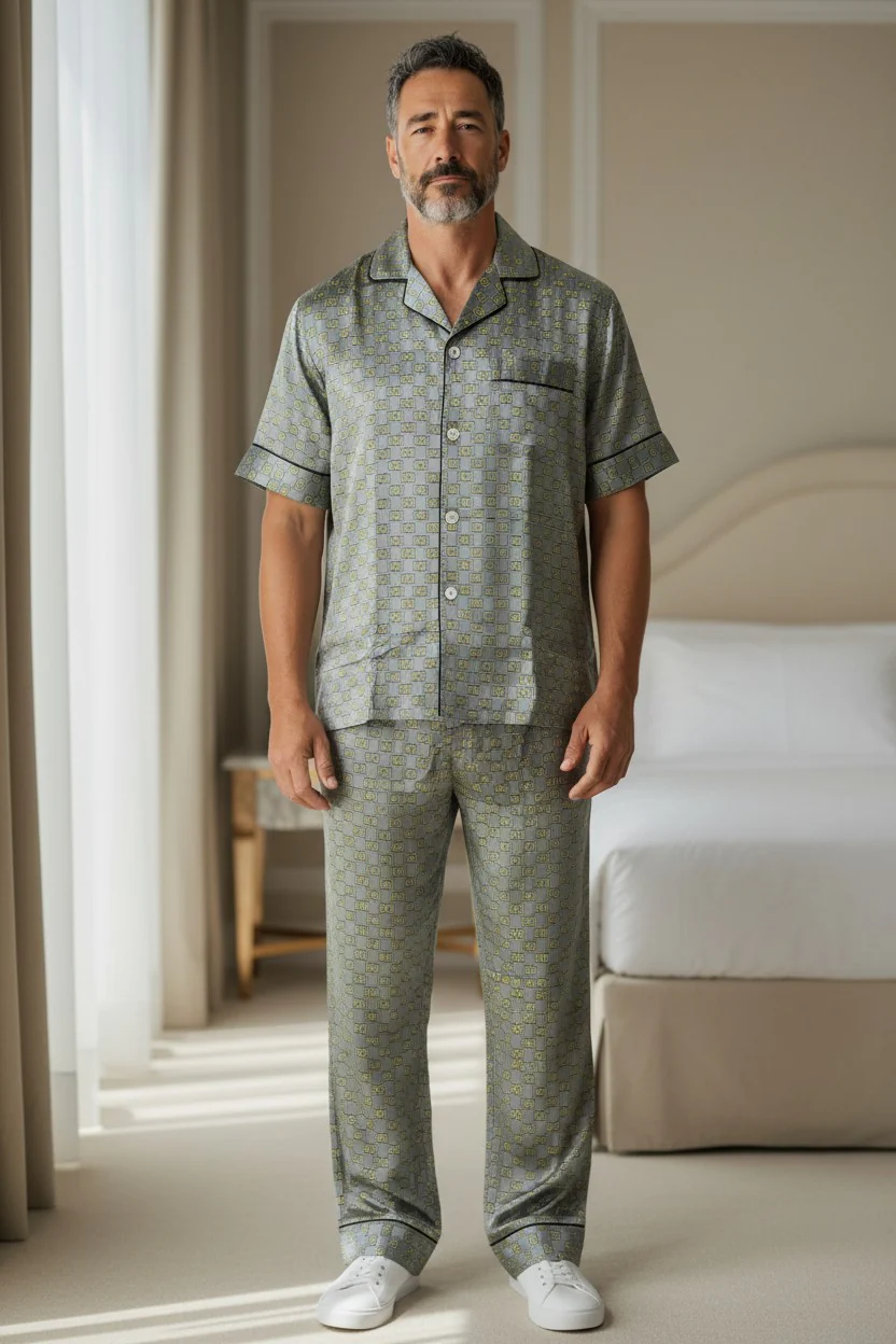 Monza Italy Men’s Silver Sleepwear Set - Image 2