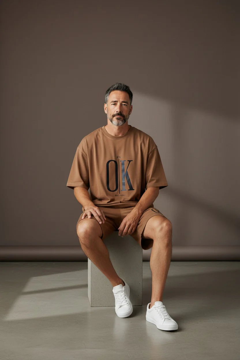 OK Logo Design Chocolate T-Shirt & Pants Set - Image 2