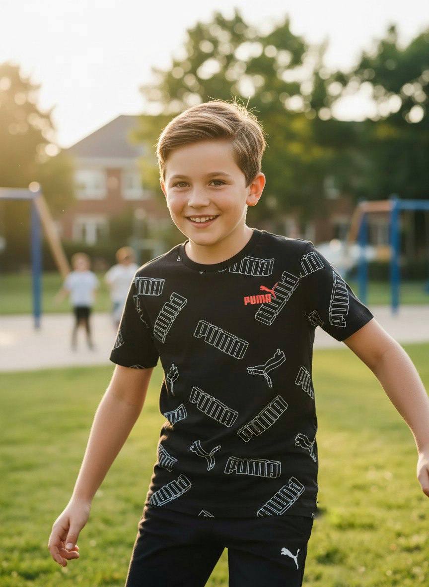 Puma Boys’ Black Graphic T-Shirt