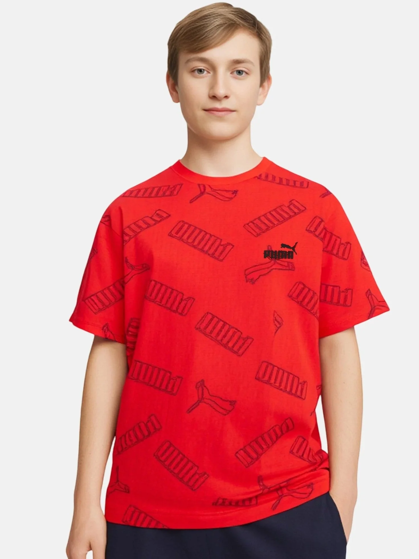 Puma Boys’ Red Sportswear Fit Short Sleeve T-Shirt