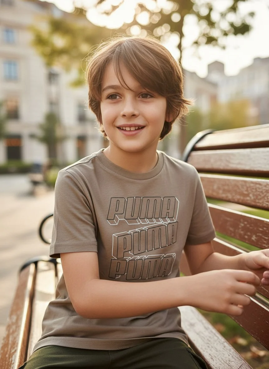 Puma Boys’ Tan Graphic T-Shirt