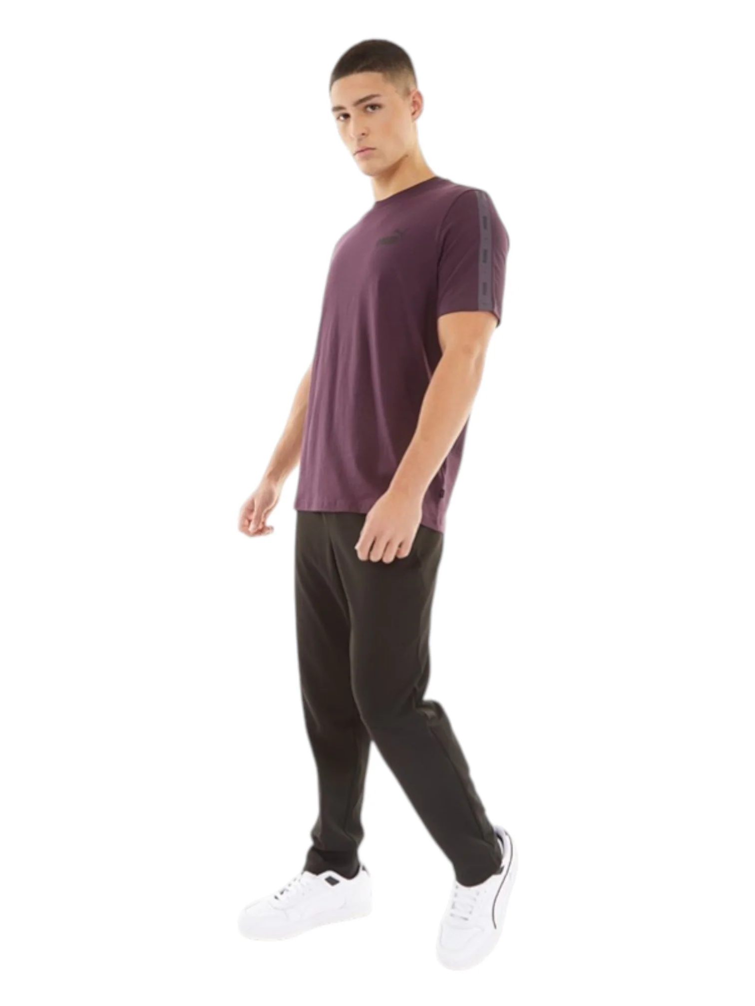 Puma Men’s Aubergine Essentials Tape T-Shirt - Image 3
