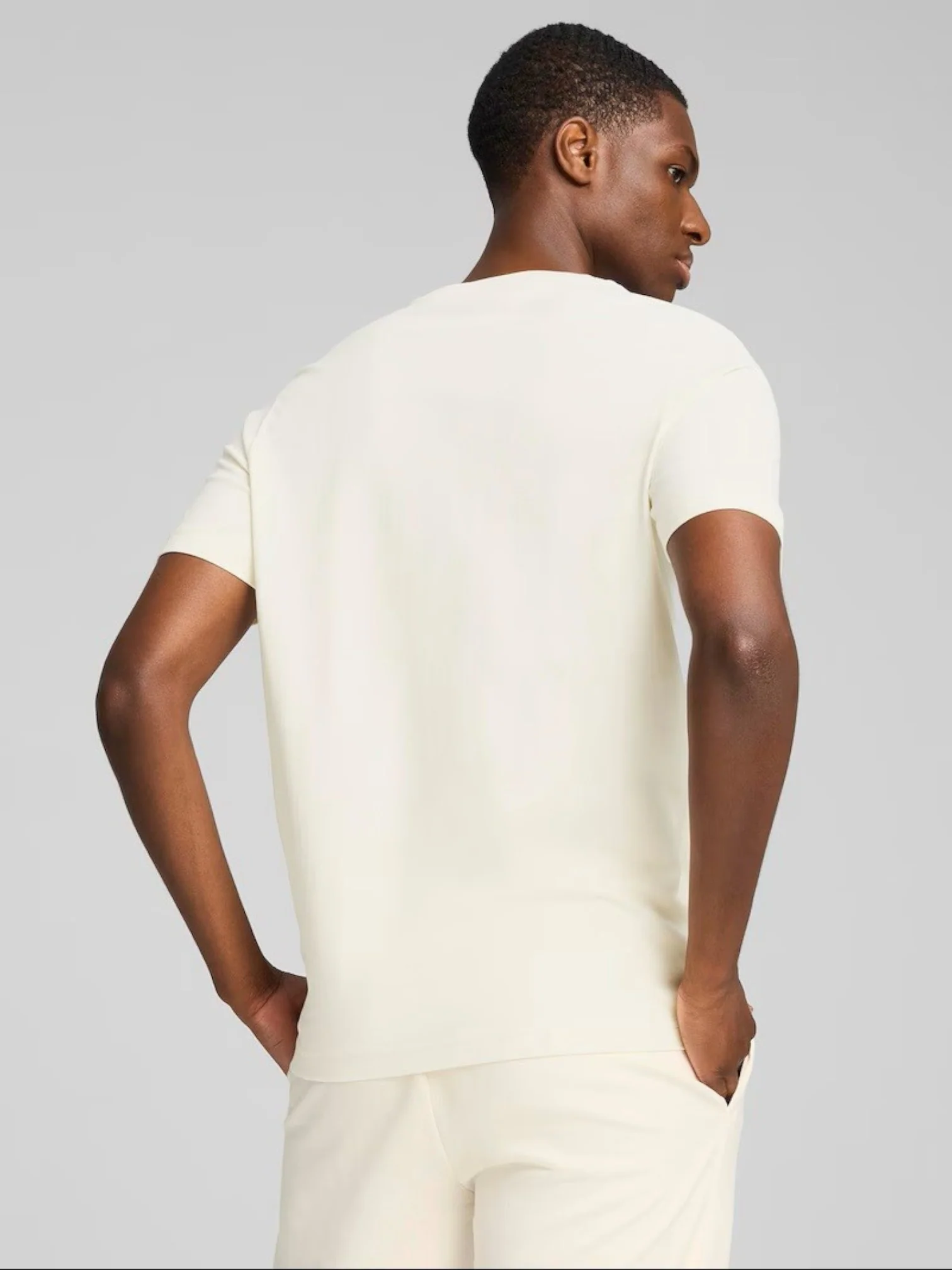 Puma Men’s Beige Essentials Tape T-Shirt - Image 2