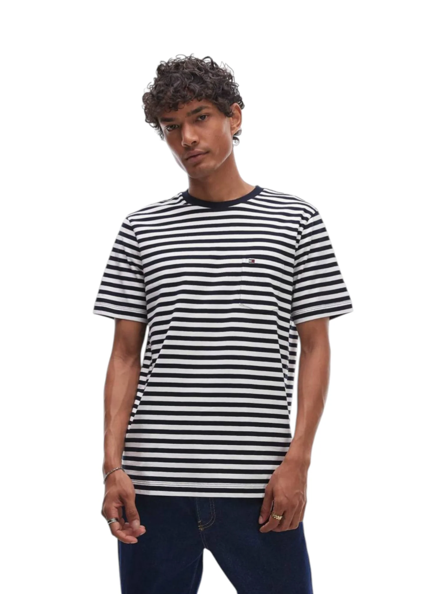 Tommy Hilfiger Black / White Striped Slim Fit Crew-Neck T-Shirt