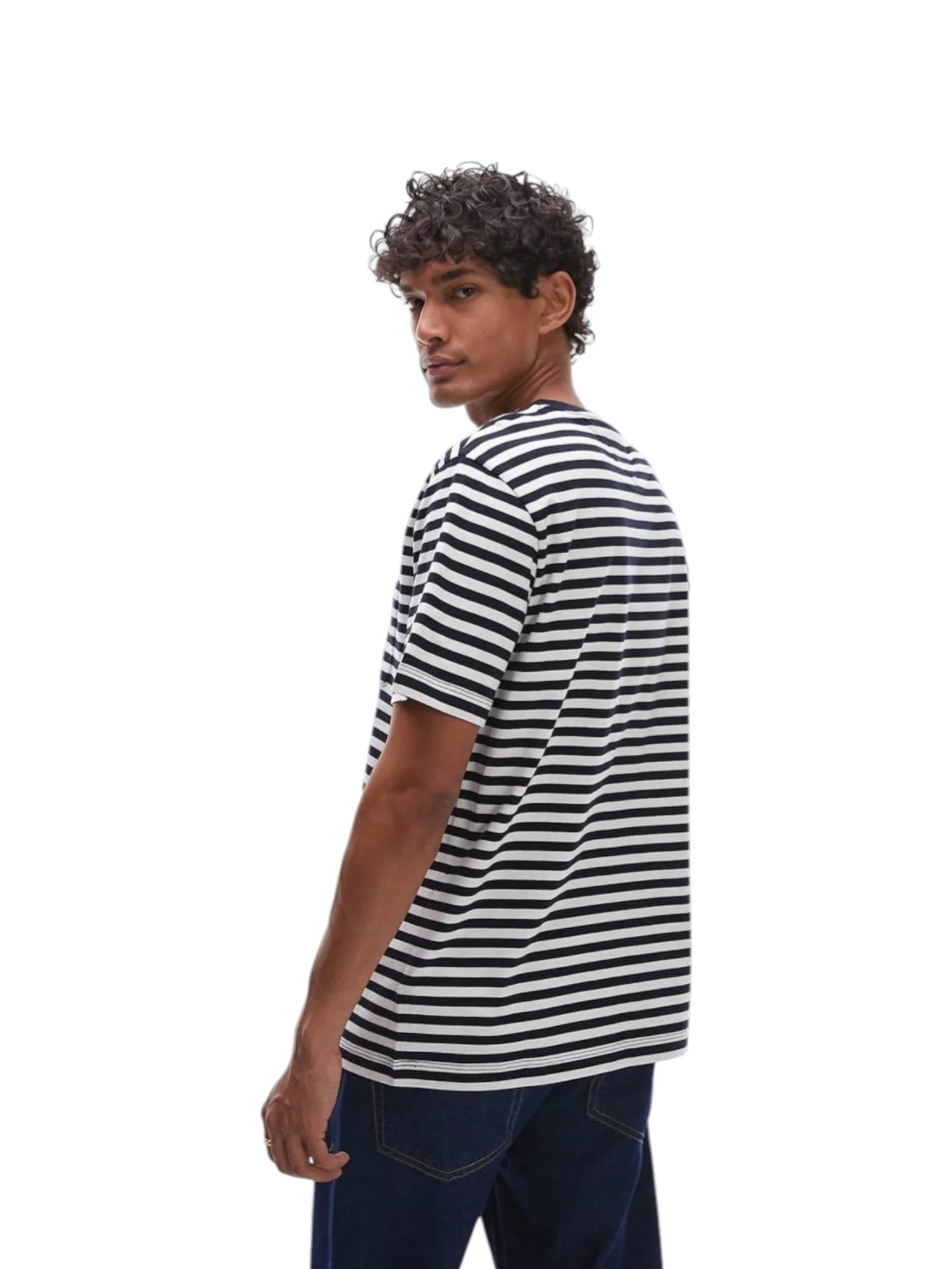 Tommy Hilfiger Black / White Striped Slim Fit Crew-Neck T-Shirt - Image 2