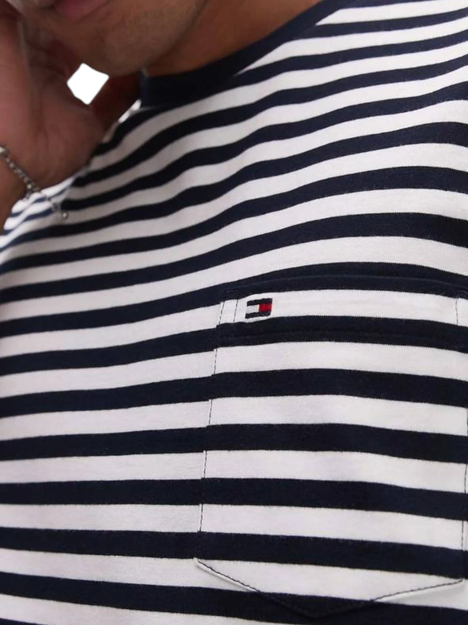 Tommy Hilfiger Black / White Striped Slim Fit Crew-Neck T-Shirt - Image 3