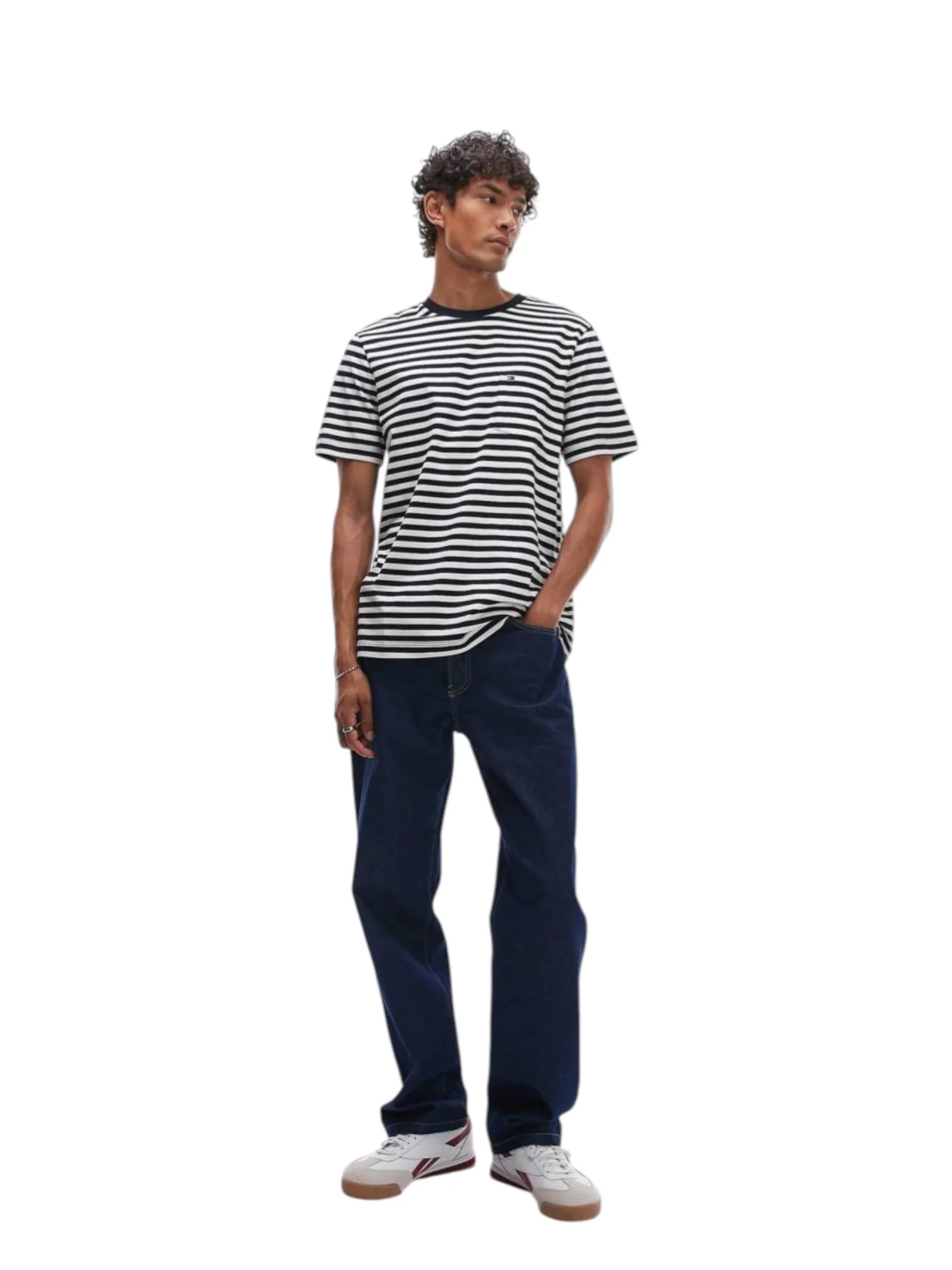 Tommy Hilfiger Black / White Striped Slim Fit Crew-Neck T-Shirt - Image 4