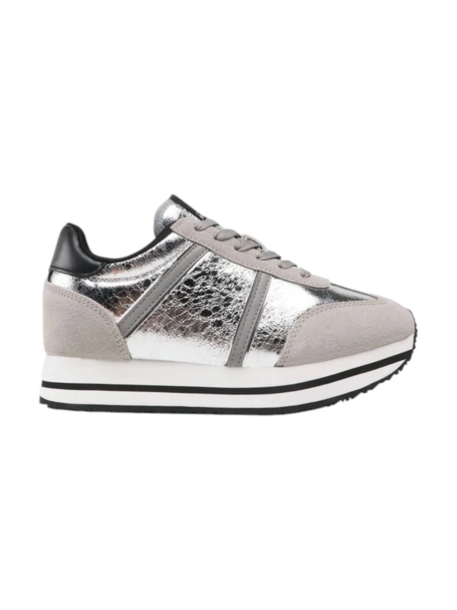 United Colors of Benetton Women’s Vex Laminato Silver Sneakers - Image 3