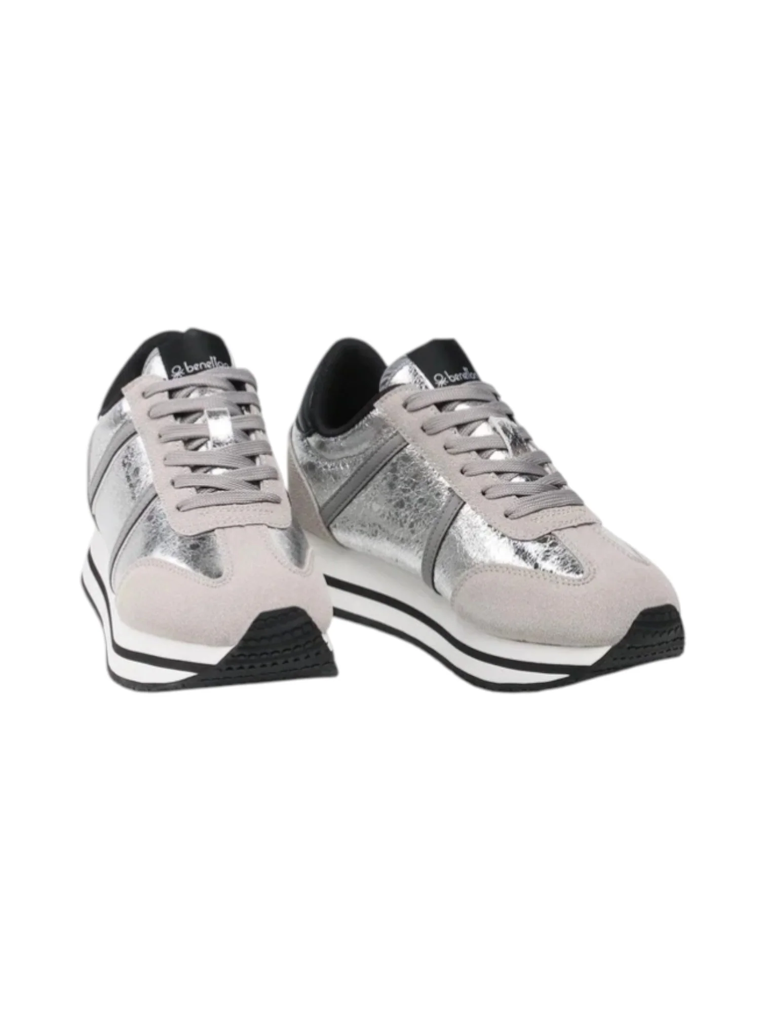 United Colors of Benetton Women’s Vex Laminato Silver Sneakers - Image 6