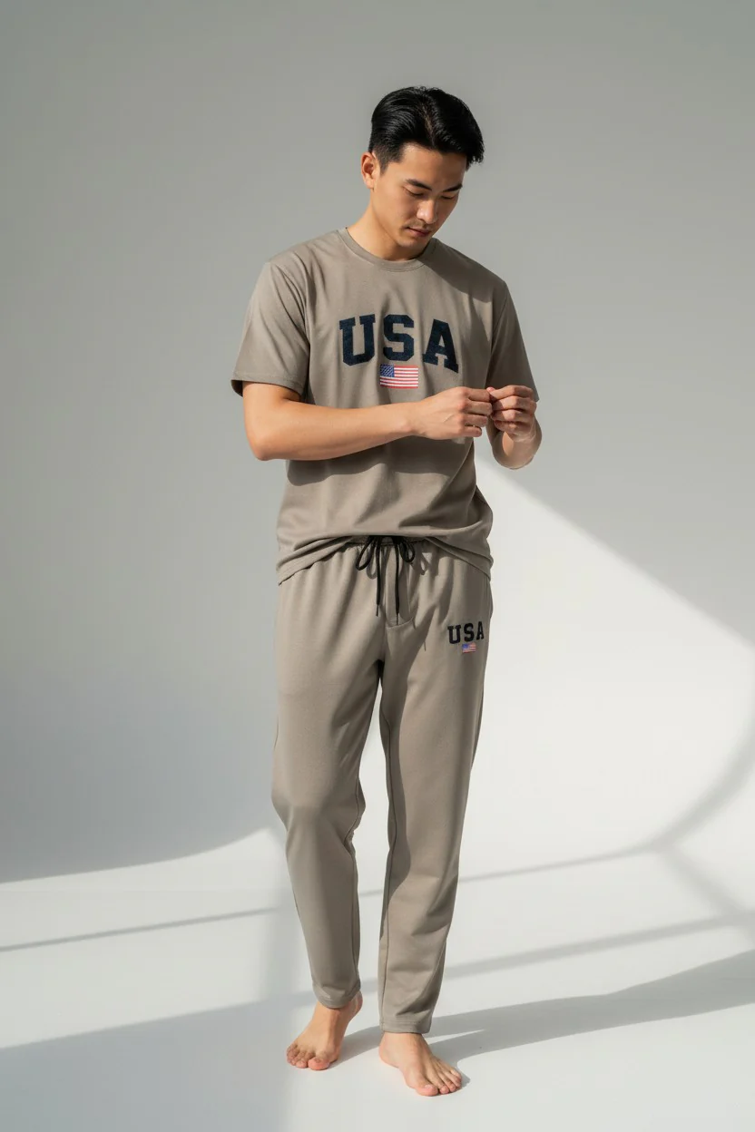 USA Logo Design Nescafe T-Shirt & Pants Set