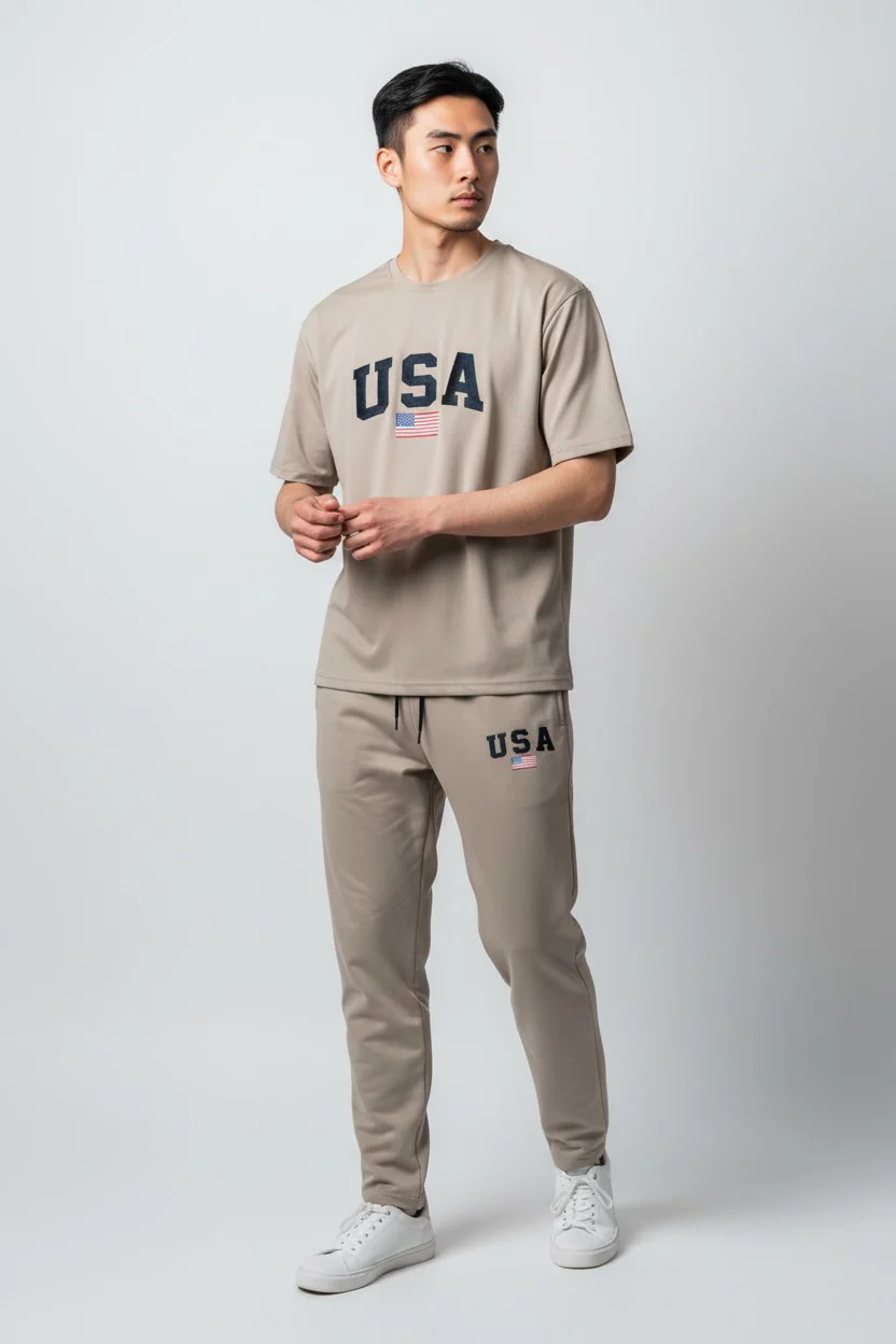 USA Logo Design Nescafe T-Shirt & Pants Set - Image 2
